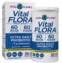 Vital Planet - Vital Flora Ultra Daily Probiotic 60 miliard CFU, 60 Diverse Straight Strains, 7 Organic Prebiotics, Imunitní podpora, Digestive Health Secure Stabilní Probiotika pro ženy a muže 30 Kapsle