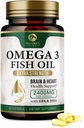 Omega 3 Rybí olej Pills 2400mg - Triple Strength Omega 3 Rybí olej doplňky - Nejlepší EPA & DHA mastné kyseliny pro podporu mozku a srdce, Příroda Omega3 Dodatek, 30 Day Supply - 60 Softgels