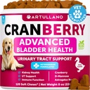 Psí UTI Léčba - Cranberry Doplněk & Kontrola močových měchýřů pro psy - Inkontinence močových cest Pill, Kameny močového měchýře - UTI léky - 120 měkkých žvýkaček pro podporu ledvin s rybím olejem