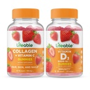 Živý kolagen a vitamin C + vitamin D 5000 IU, Gummies Bundle - Velký přípitek, doplněk vitamínu, gluten zdarma, GMO zdarma, Žvýkací žlab