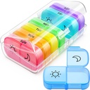 FEATY týdenní Pill Organizátor 2 krát denně se Same- Boční Velké otevření pro snadné plnění & dobývání, Barevné sledování 7 den PM Pill Box s velkou BPA zdarma Pouzdro na pilulky pro vitamíny, rybí oleje (jasné)