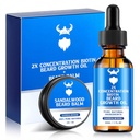 Vousáč Růstový olej & Vousáč Balzám - Vousáč Růstový Kit s 2X Koncentrace Biotin pro muže, Přírodní přísady s Arganovým olejem, Jojobový olej a vitamín (Sandalwood)