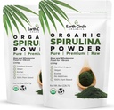 Pozemský kruh Organics Spirulina Powder, Kosher, Surové a Non-ozářené 124; Čistý Vegan Protein OF 124; Premium Energy Superfood, High in Amino Acids and Antioxidants - (8oz - 2Pack)