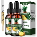 (2 Pack) Magnesium Glycinát dodatek, kapalná hořčík Glycinát kapalné kapky 500mg- podpora Stres Relief, Relaxation, Mood, Sleep, Bone & Muscle-4 Fl Oz, Vegan, Ananas Flavor
