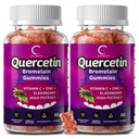 Quercetin Gummies - Quercetin s Bromelain, Vitamin C, Zink & Elderberry, Extra síla imunitní systém Booster, Lung Supplement pro dospělé děti - 60 Quercetin Gummies (2 Pack)
