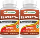 Nejlepší Naturals 2 Packs Resveratrol Complex 500 mg 60 Veg Kapsle Made with Grape Skin, Red Wine, Quercetin - Gluten Free & Non GMO - (Celkem 120 Kapsle)