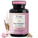 Okřídlené Wellness Hot Moma Menopauza Doplňky pro ženy - Hormone- Free Menopauza Relief Support for Hot Flashes & Night Sweats with Chaste Tree Berry, Multivitamins & Více - 60 Vegan Kapsle