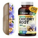 BIO KRAUTER Chicory Fiber Supplement - 1200 mg Síla - 250 Počet - Chicory Root Powder - Inulinové kapsle pro stravovací podporu - Vegan