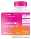 Pink Stork Labor Prep Dodatek - Večerní Primrose Oil & Red Raspberry Leaf pro třetí trimester, Gentle Labor & Postpartum Podpora, Těhotenství & Kojení Bezpečné, 60 Veganské Kapsle