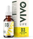 Vivo Life - Vitamin D3 K2, 50ml Kapky tekutého komplexu, 2000iu D3, Veganský doplněk zdraví pro muže a ženy, 100 Služeb