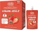 Konjac Jelly Pouch Drtitelné jahodové ochucené, 7 kalorií, gluten zdarma, nulový cukr, Keto, kolagen Peptidy a vitamín C, nízkotučné zdravé ovocné svačinky, prázdninové dárky, 10 balení