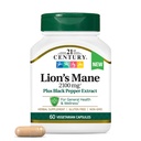 21. Století Lion 's Mane 2,100 mg, Plus Black Pepper Extract, Vegetariánské kapsle, 60 Počet