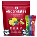 Keppi Electrolytes Powder Packets Agried Flavors 30 Servings - No Cukr Hydration dodatek s draslíkem, hořčík, sodík - Keto, Vegan, Fasting- Friendly, Nula Calorie Hydration Packets