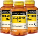 MASON NATURAL Melatonin 3 mg s B6 & vápník, přírodní spánková pomoc, podporuje klidný spánek, 60 tablet (balení po 3)