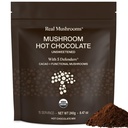 Real Houby Neslazené Hot Chocolate Mix s 5 obránci - Reishi, Chaga, Turecko Tail, Maitake, Shiitake - Coco Powder Neslazené - Organic Cacao Powder Supplement, Vegan, 15 Služeb