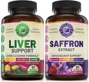 Jaterní čištění Detox Opravy Formule a čistý Saffron Extract Bundle (Jedna láhev každý). Podporuje zdraví jater, energetické zvýšení, nálada, metabolické funkce. USA Made.