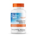 Nejlepší vitamin D3 5000IU, non-GMO, gluten & Soy zdarma, reguluje imunitní funkci, podporuje zdravé kosti, bílá, No Flavour, 180 Počet