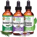 Botanická choice Passion Flower, Rosemary Leaf, & Gymnema Sylvestre Extrakts Bundle - Daily Celodenní Wellness Kit pro celkové pohody (1 fl. Oz. Each)