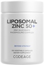 Codeage Liposomální Zinek dodatek - 3 Měsíční dodávky - Jeden den - 50 mg zinku Gluconate vitamínové pilulky - Základní minerální doplňky zink Plus Liposomální Dodávka Matrix - Vegan Non- GMO - 100 Kapsle