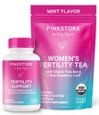 Pink Stork Fertility Bundle pro ženy - Koncepce Čaj + Prenatal Vitamin Podpora s Inositol, Vitex, Folát & Ashwagandha - Podporuje Hormon Balance, Cycle Health & Preception Wellness