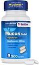GenCare Mucus Relief Expectorant Guaifenesin 400 mg 200 Tablet Value Pack - Rychle působící Thinning Mucus for Colds, Chest Congestion, Flu, Kašel a alergie