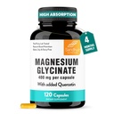 Sandhu 's Magnesium Glycinate 400mg Kapsle s Quercetin CLAS124; Quality Sleep, Relaxation, Muscle Health & Immunication Support CLAS124; 120 Počet (balení po 1) CLAS124; Snadné spolknutí CLAS124; pro ženy a muže
