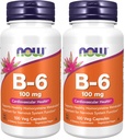 Nyní doplňky, Vitamin B- 6 (Pyridoxin HCl) 100 mg, Kardiovaskulární zdraví *, 100 Veg Kapsle (Balení po 2)