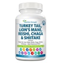15- in-1 Houby pro psy Turecko Tail 600mg Lion 's Mane 600mg Reishi 600mg Shiitake 500mg Cordyceps 300mg Chaga 300mg Maitake 200mg Meshima Blazei Poria Enoki Portobello 90 Tablet