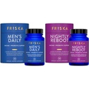 FRISKA Mens & Nightly Probiotic Bundle 124; Digestive Enzymes & Probiotics Dodatek 124; Muž & Noční Stravování & Bloating Podpora 124; 30 Kapsle na láhev