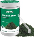 Půdní umění Certified Organic Fresh Spirulina Extra Powder 300g - Vylepšený s biodostupným chlorofylem Přidáno - Neochucený - Čistý zdroj - Třetí strana Testováno - Měření Spoon Inside