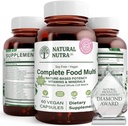 Natural Nutra Celé jídlo Kompletní Multivitamin a Mineral pro ženy a muže, Energy Booster, Pomáhá udržet kostní doplněk zdraví, zlepšuje funkci mozku a kůže, pomůže zvýšit imunitu 60 Kapsle