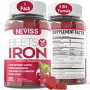 Řepné kořenové gumy se železem, Methyl B12, Folát, Vitamin C - Zvýšení oxidu dusnatého & Železné hladiny, Podpora energie, Boj Únava, Beetropot & Gentle Železný dodatek, Cukr zdarma, 60 Počítání
