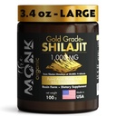 Organic Himalayan Shilajit Resin with Fulvic Acid, Humic Acid, 85 + Minerals - Gold Class Plus - 100g, 1000 mg per Serving - Energy, Stamina, Brain Support - Made in USA