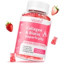 Sugar Free Kolagen Gummies for Women Men, Multi Kolagen Peptides Gummies Typ II III V X s Biotin Vitamin A B C D E pro vlasové kožní nehty, Strawberry Flavor, 60 Počet