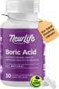 NewLife Naturals - Suppository kyseliny borité pro ženy pH Balanční pilulky - 600mg - Péče o ženy - Vaginální zápach Svědění Vypouštění BV 124; Vyrobeno v USA 124; 30 Kapsle