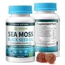 Vegan Ashwagandha Moss Gummies - Black Seed Oil, Vitamin C & D pro imunitní podporu, trávicí, Antioxidant 13 v 1 Bundle, Moss Chlorofyl Pokročilá síla Formule 2Pack 120 Gummies