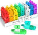 Zoksi Monthly Pill Organizer 2 krát denně, 30 Day Pill Box Organizátor Am Pm, Denní Pill Pouzdro s 32 Velké kompartmenty pro každý den, Přenosný cestovní Pill Kontejner pro vitamíny a léky
