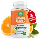 Lipozomální vitamín C Doplněk pilulky 1200 mg - vysoká absorpce 180 Vegan Kapsle Tuk Rozpustný VIT C, Maximální síla imunitní systém a kolagen Booster, slunečnice Lecithin