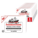 Fisherman 's Friend Cough Drops, Cough Conpressant a Sore Throat Lozenges, Original Extra Strong, 10mg Menthol, 228 Drops (6 balení po 38)