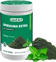 Land Art Organic Spirulina Extra Powder - Mint Flavered - 100% Pure - 75 Servings - Superfood - Good Taste and Good Smell - 10% Bioactive Chlorofyl - Výkonný zdroj antioxidantů