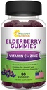 aSquared Nutrition Sambucus Elderberry Gummies with Zinek and Vitamin C - Chewable Gummy Supplementary Alternative to Capsules Pills - Black Elderberry w / VIT C for Dospělí Imunitative Support - 90 Gummies
