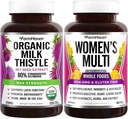 FarmHaven Mléko Thistle Kapsle a Multivitamin pro ženy 124; 22 Základní výživové látky, Ovoce a Veggies Womens Multivitamin 124; Zvyšuje energii, imunitní, srdeční zdraví Bundle
