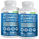 Methylovaný komplex B s methylfolátem a B12 methylkobalaminem 1000 mcg - Methylovaný multivitamin pro energii, mozkovou funkci a wellness - vitamin B komplex pro muže a ženy (180 porcí, balení po 2)