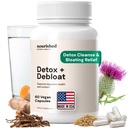 Nourshed Natural Health Detox + Debloat - Milk Thistle & Pampelion Root Vegan Dodatek pro ženy - Bloating Relief & Digestion Podpora - 60 Kapsle