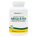 Natures Plus Mega B-150 Complex - 90 Setrvalá verze Vegetariánské Tablety - Maximální potence B Komplex vitaminu doplněk -gluten zdarma - 90 Služeb