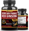 Korean Panax Red Ginseng, Red Ginseng doplňky Premium 3140mg (Ginsenosid 5%) Korean Red Ginseng Intensive 60 Kapsle (Maca Root) Made in USA