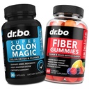 DR. BO Fiber Gummies & Colon Cleanse doplňky - Chutné Gummy Prebiotic Fiber Dodatek - Super Colon Magic Bowel Hnutí Podpora pro Gut & Žaludek Cleansing