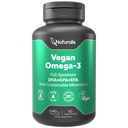 Naturalis Vegan Omega 3 DHA, EPA & DPA z Řasy CARL 124; Vegan Society Certified, Udržitelně sourced, True Full Spectrum CARL 124; 60 Veggie Softgels (Karagenan zdarma)