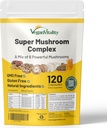 Vegan Vitality Multi Houba doplněk Komplex - 120 Kapsle s Reishi, Chaga, Shitake, Maitake, Lion 's Mane a Cordyceps pro mozek, energie, Focus & Memory Support