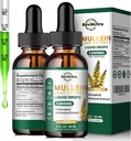 2 Pack Mullein Drops for Lungs, 1200mg Mullein Leaf Extract Liquid Drops with Chlorofyl for Lung Cleanse & Detox, Podpora pro dýchací, imunitní, trávicí systém